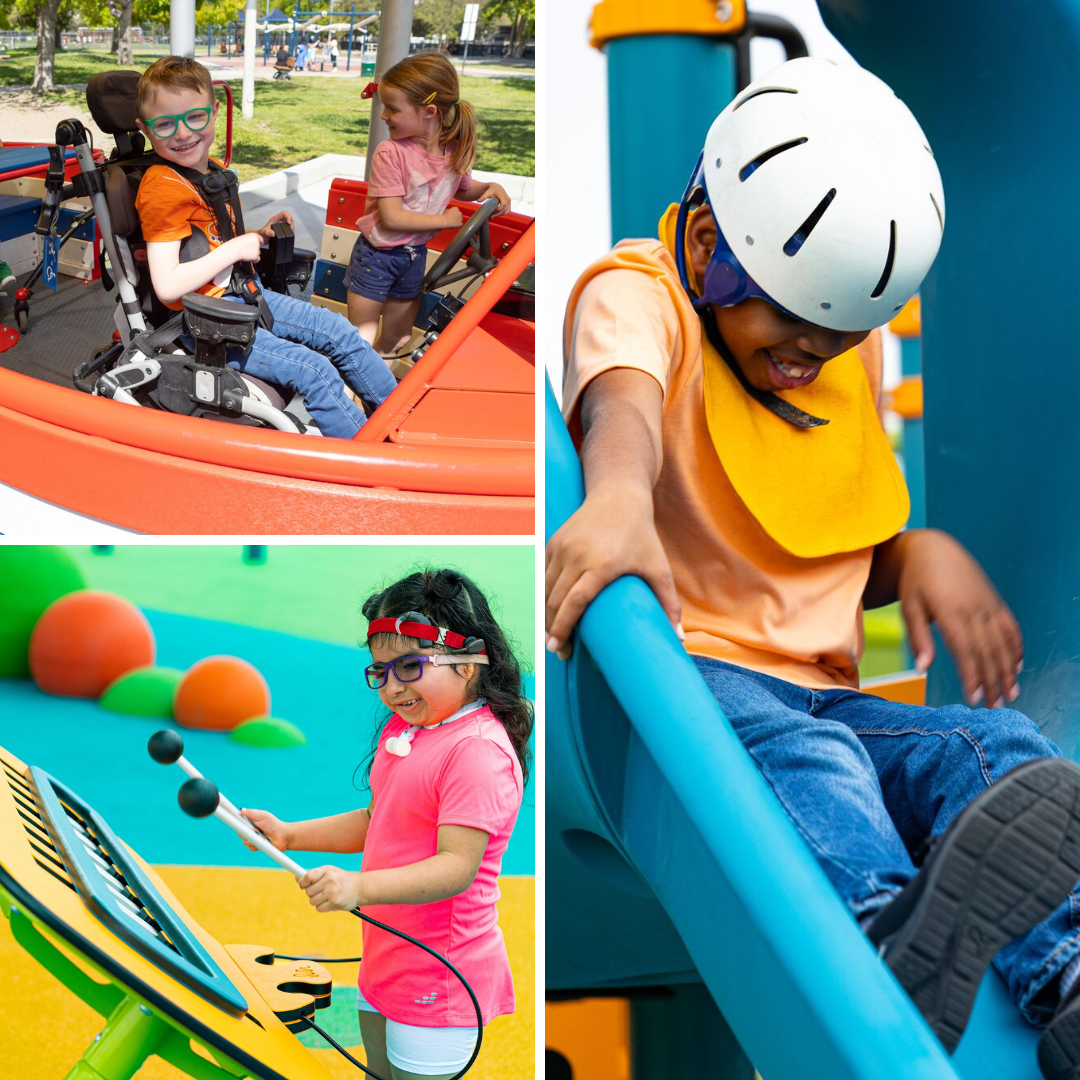 A vibrant all access playground where kids of all abilities are enjoying various play structures and activities, illustrating a fun and inclusive environment for everyone.