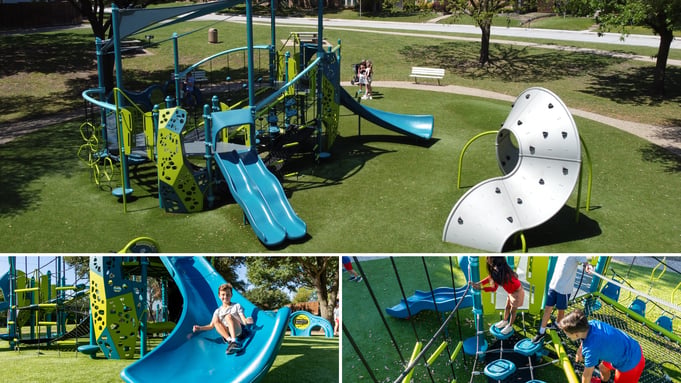 Branch Hollow Park playground in Carrollton, TX — installed by Whirlix Design