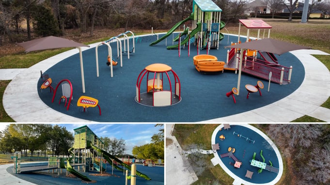 Breckinridge Park playground in Richardson, TX — installed by Whirlix Design