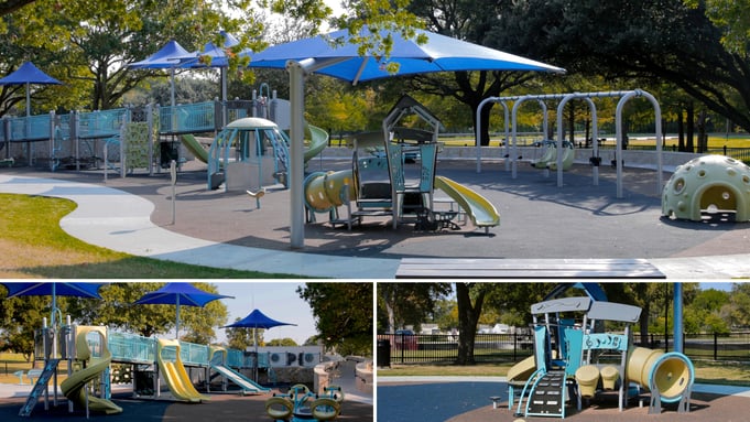 Central Park inclusive playground in Garland, TX — installed by Whirlix Design