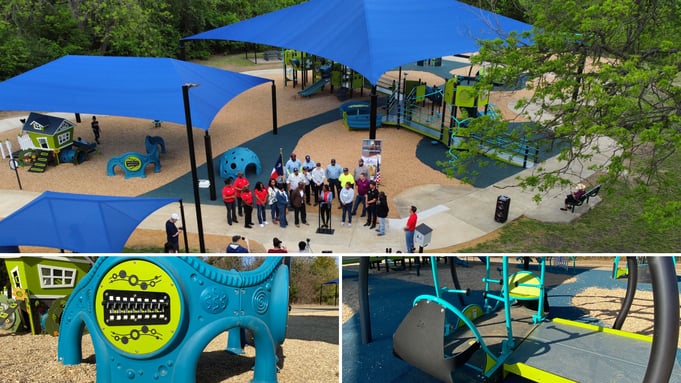 Ernie Roberts Park inclusive playground in DeSoto, TX — installed by Whirlix Design