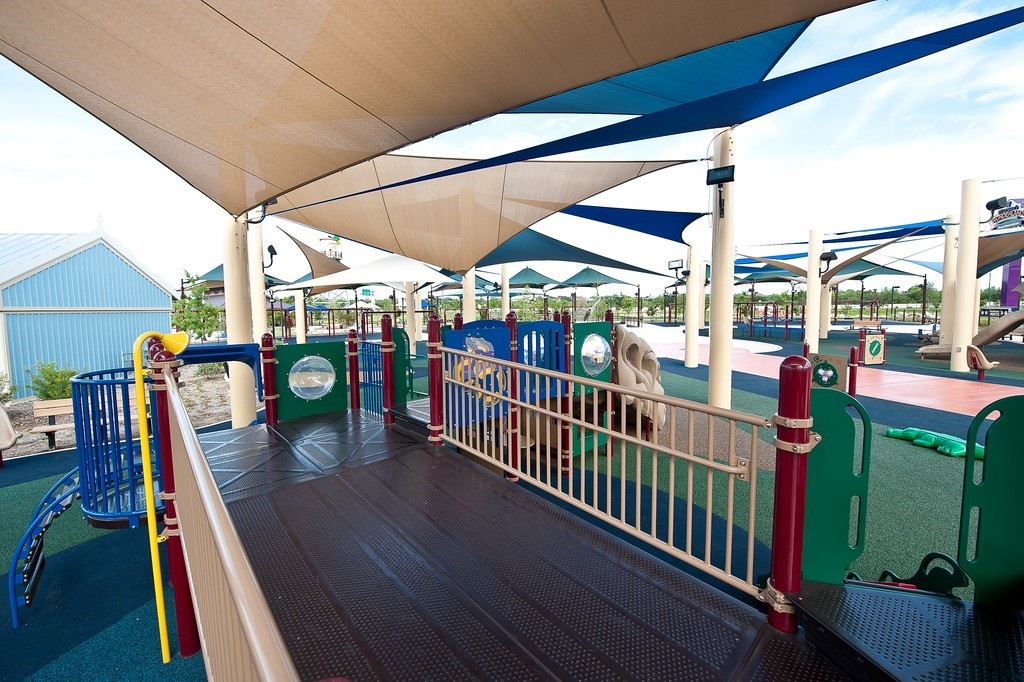 Accessible decks at Morgan’s Wonderland ensure inclusiveness, accommodating wheelchair users and promoting easy mobility.