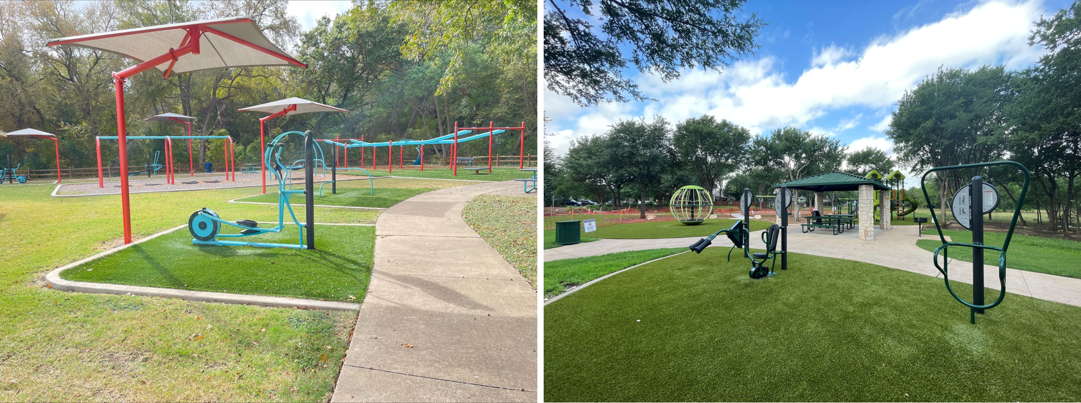 Dot Thomas and Friendly Oaks Fitness Parks are integrated into the playground design