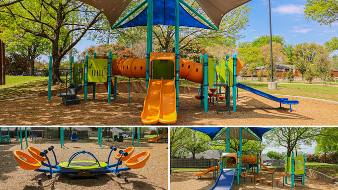 Woodhaven Grove Park playground in Richardson, TX — installed by Whirlix Design